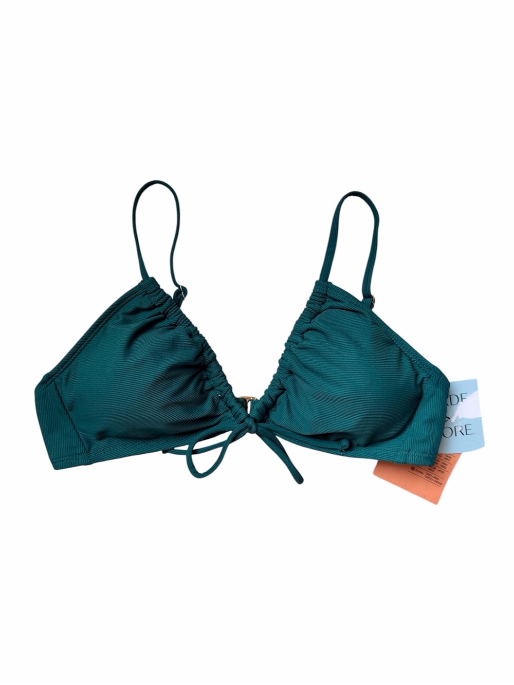 Shade & Shore Green Ruched Triangle Bikini Top Size Medium NWT